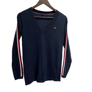 TOMMY Hilfiger Cotton V-Neck Navy Long Sleeve Pullover Sweater Size M